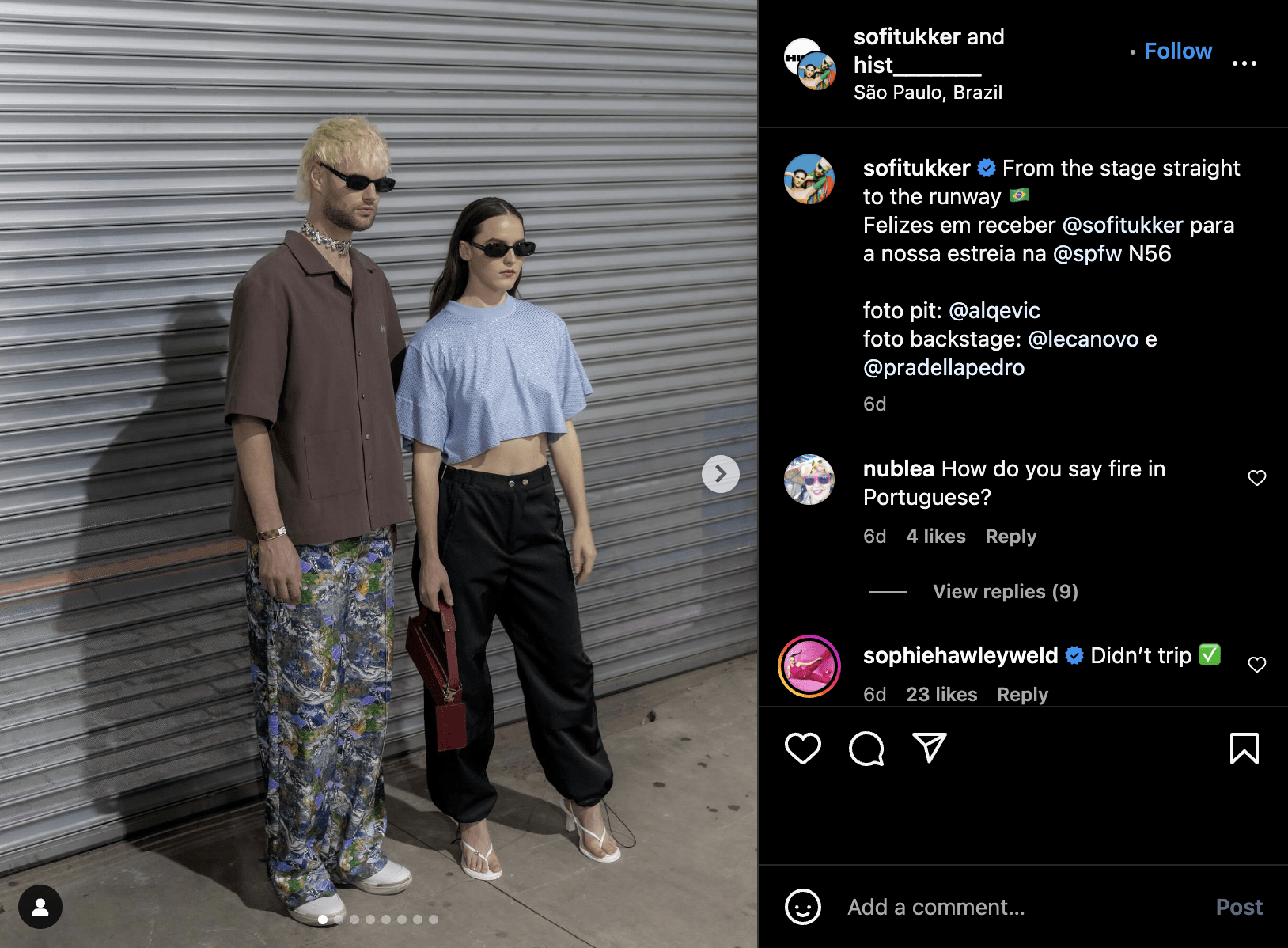 sofi tukker fashion week